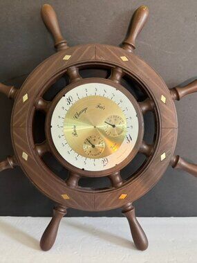 Vtg 1950's Taylor Stormoguide 18" Temperature Humidity Barometer Ships Wheel